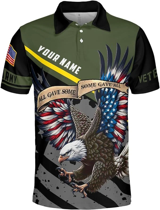 Custom US Army Polo Shirts Personalized Military Veteran Shirt Gift Memorial Day