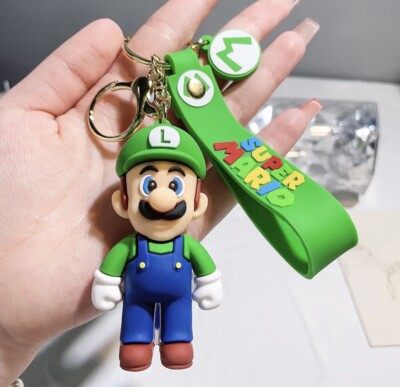 New 3D Super Mario Bros Series Luigi Silicone Keychain/Bag Charm/Car Ornament