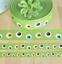 5/8, 7/8 & 1.5"(1 YD) Eyeball Grosgrain Ribbon Spooky Eyeballs Halloween Ribbon