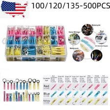 500x Heat Shrink Wire Connectors Electrical Ring Fork Spade Crimp Terminals Kit