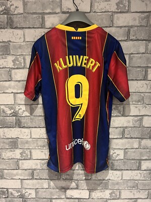 FCバルセロナ KLUIVERT 9番 シャツ 2002-03 Barcelona Home Shirt Kluivert #9 - 9/10 - (XL)