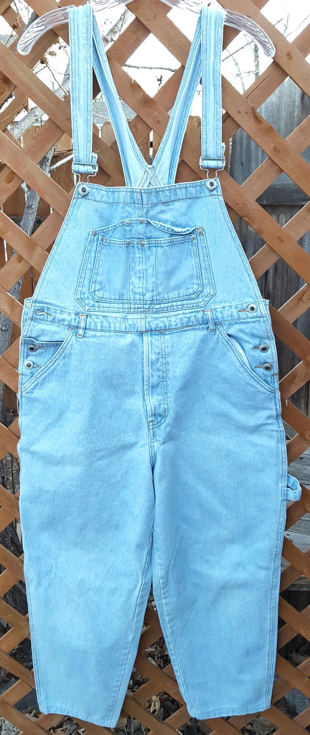 Blue Denim Bib Overalls-Jeans-Canvas-Work-Outdoor/Garage/Hunting/Farm-Vtg