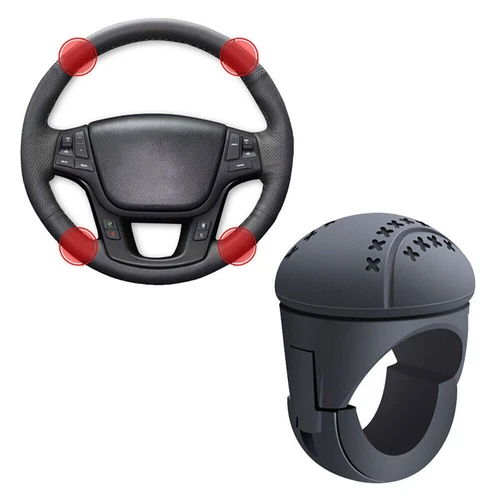 Black Universal 360° Rotation Car Steering Wheel Booster Ball Auto Accessories - Bild 7 von 16