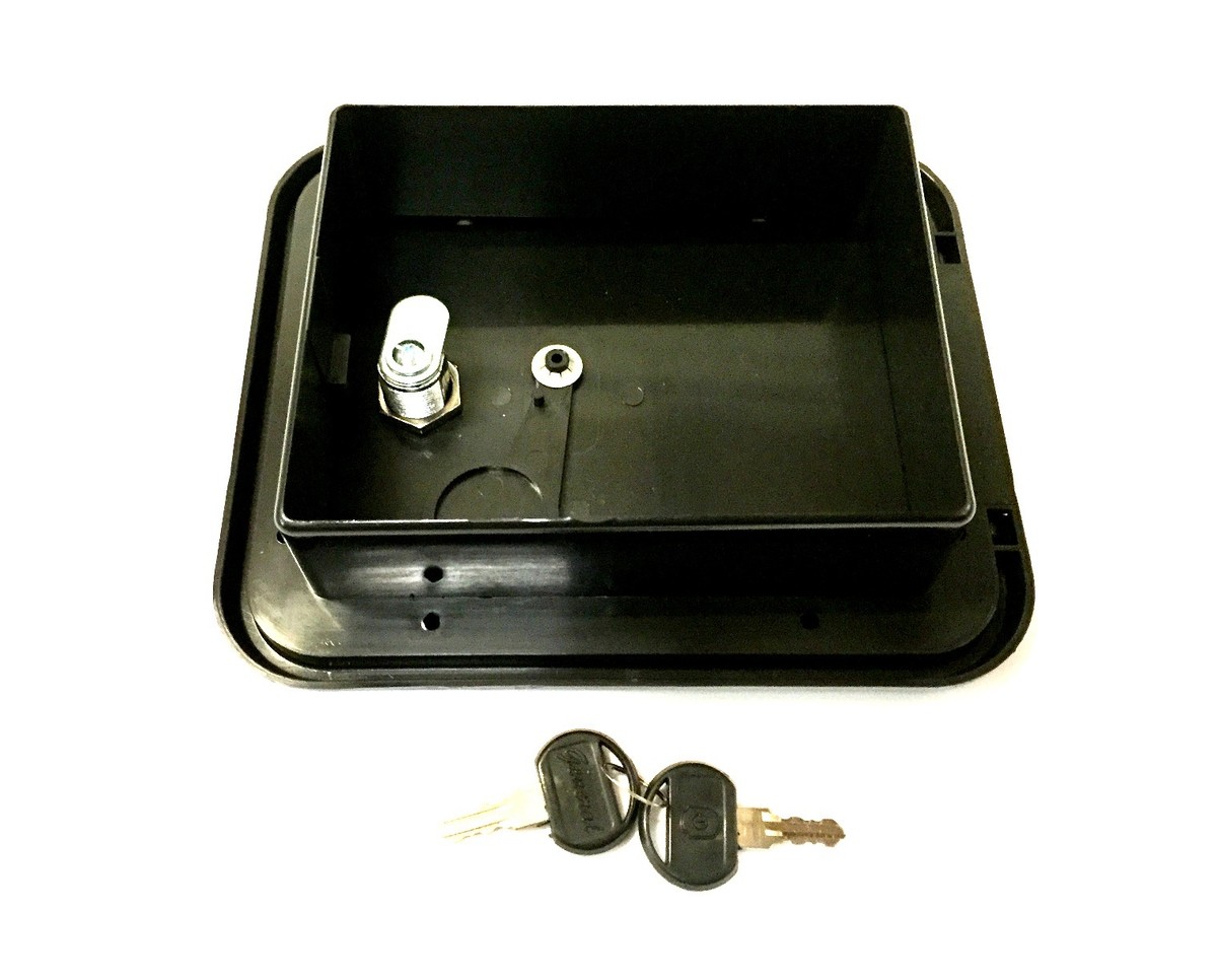 Valterra Lockable Black Electrical Power Outlet Hatch – For RV, Trailer, Camper (Model VAL2150BKBU)