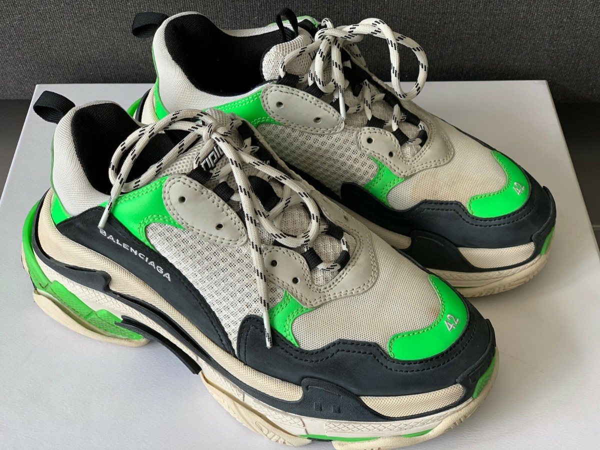 Balenciaga Triple S Neon Green / Grey, Mr Porter Edition, Size 8