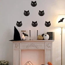 Black Cats Glow-in-The-Dark Peel and Stick Wall Decals - 6 Decals