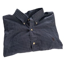 Ralph Lauren Shirt Mens XL Navy Brown Plaid Classic Fit Button Down Long Sleeve