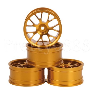 4 x Aluminum Wheel Rims Golden for RC1:10 on-road Racing Car & Drift Car