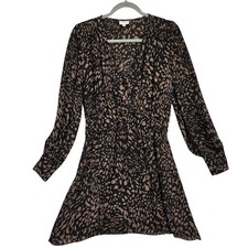 Parker Leopard Print Dress 100% Silk S Lightweight Flowy Whimsigoth Mobwife Glam