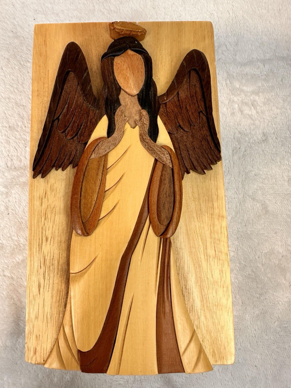 Carver Dan's Hand-Crafted Angel Puzzle Jewelry Gift Box Black Lining 1990-1999