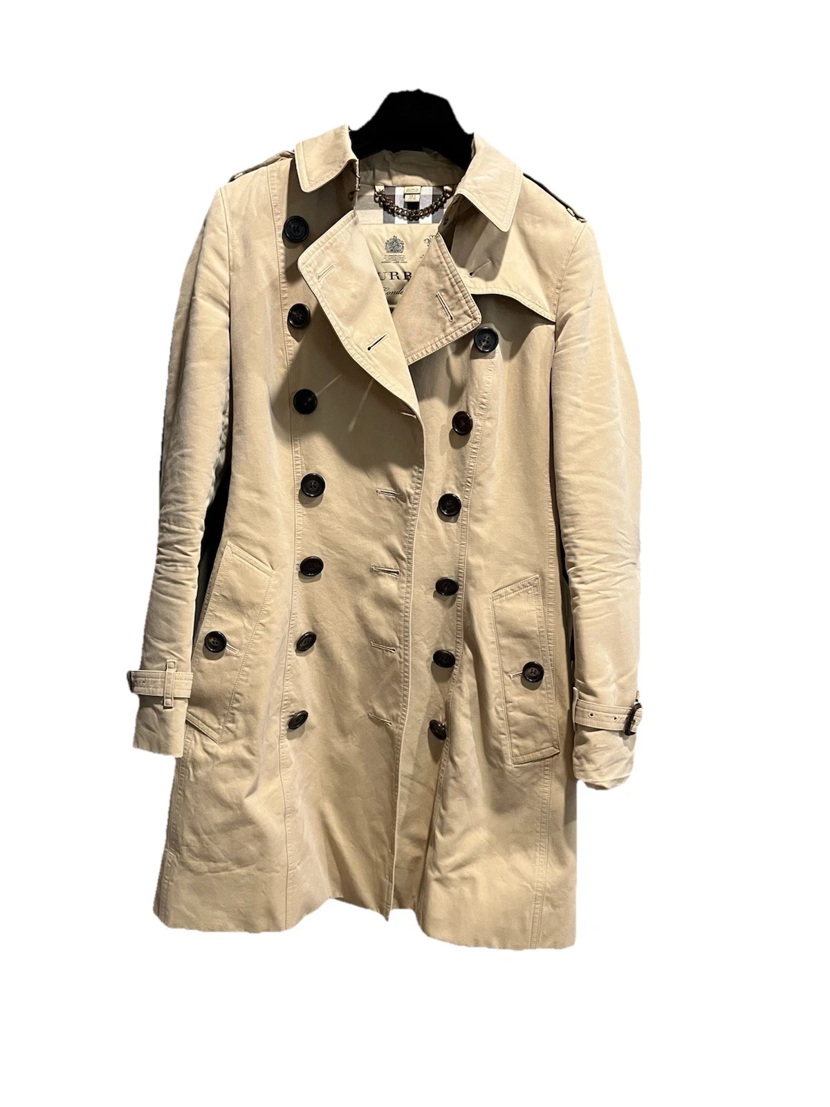 Burberry — Burberry Women's Honey Beige Gabardine Medium Chelsea Trench Coat Size US4 UK6