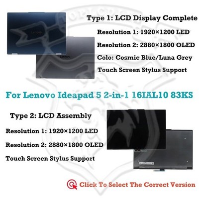 For Lenovo Ideapad 5 2-in-1 16IAL10 83KSO01HRM LCD Assembly Touch Screen Display