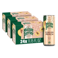 Maison Perrier Forever Peach Flavored Sparkling Water, 11.15 Fl Oz Cans, 8 Count