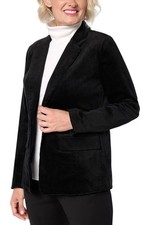 Denim  Co. Women's Stretch Velvet One Button Blazer Black