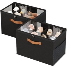 2 Pack Shoe Organizer for Closet,Foldable Shoe Storage Organizer with Adjusta...