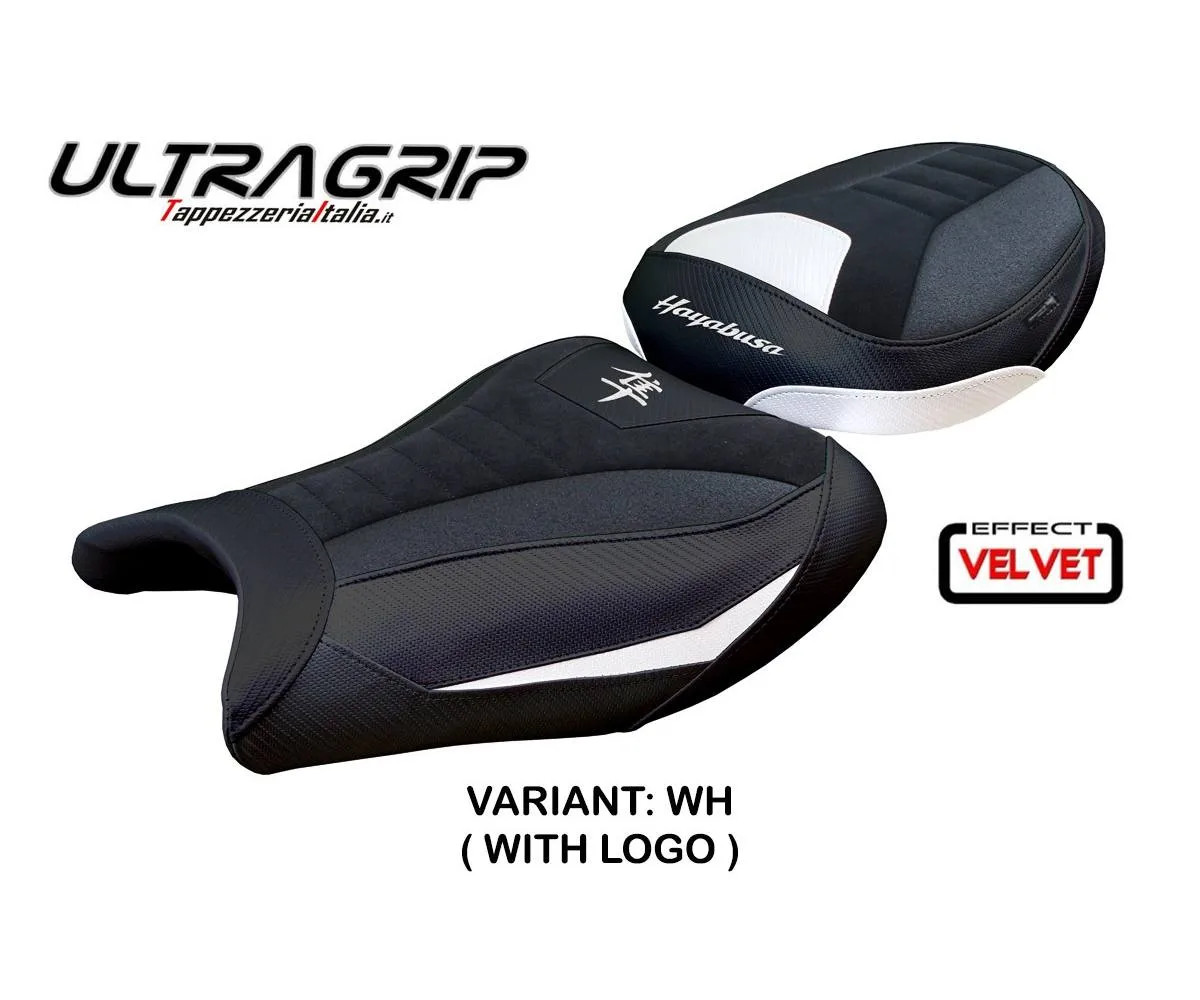 Seat cover Japan Velvet UGrip Whi+logo Tpz SUZUKI GSX R 1300 HAYABUSA 2008 2020
