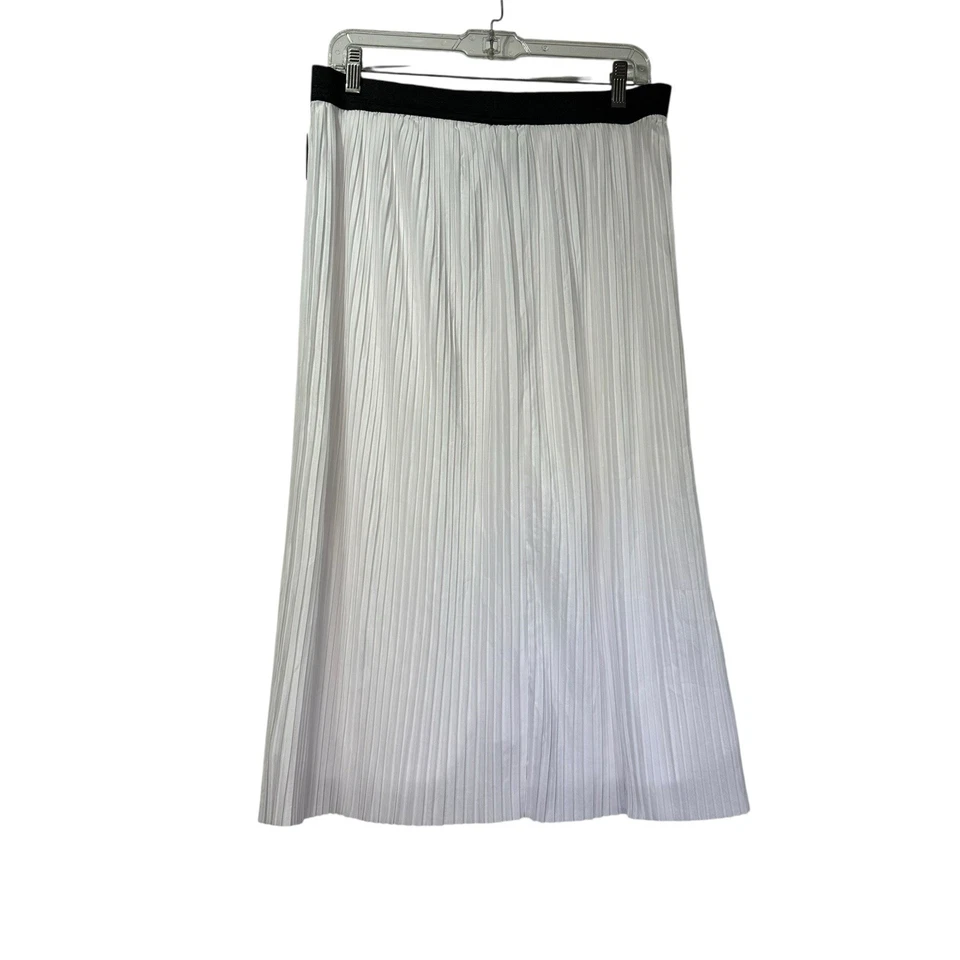 Falda midi plisada blanca Attention cintura elástica L fluida ligera Foto 2 de 4