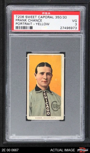 1909 T206 Frank Chance Yellow Cubs HOF VARIATION PSA 3 - VG