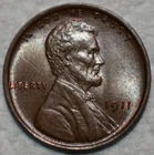 Brilliant Uncirculated 1911-P Lincoln Cent, Highly Lustrous, Frosty specimen.