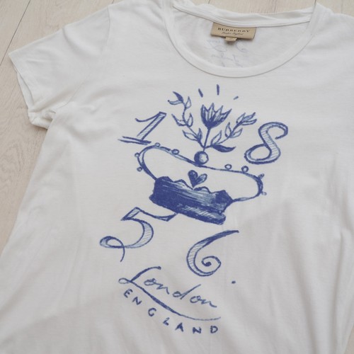 Luxury Burberry T-Shirt Unisex sz XS Women's Oversized Cotton Big Logo White Tee - Picture 6 of 15