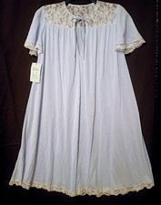 Claire Sandra by Lucie Ann Vintage Blue Nylon Lace Sleep Dress Night Gown NEW