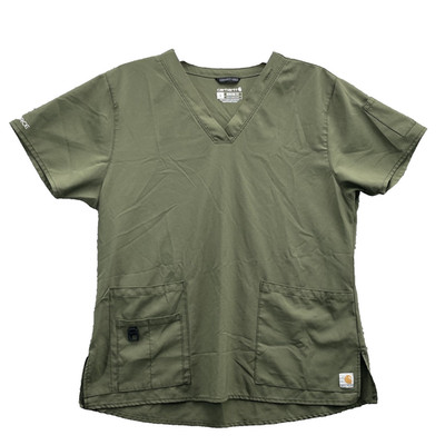 Carhartt Force Scrub Top Womens Large Green Modern Workwear Uniform Medical Tech