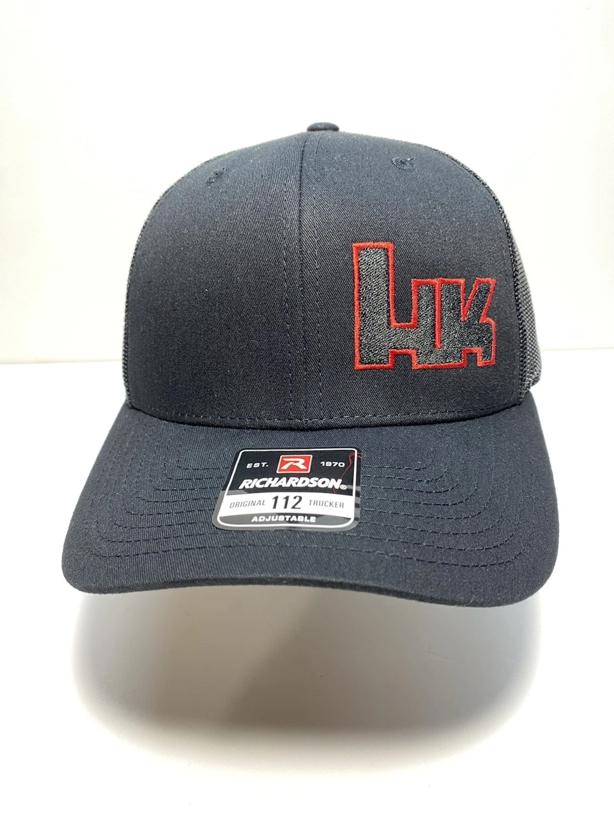 🔥 Heckler & Koch HK Logo Embroidered Richardson 112 Snapback Blk/Blk/Red Text