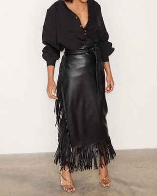 Never Fully Dressed Vegan Leather Fringe Jaspre Skirt Black | eBay