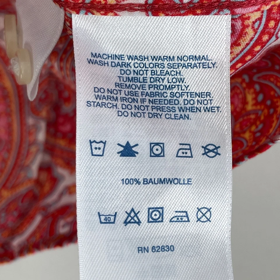 Lands End женщин 12 миниатюрный без железа Supima хлопок 3/4 рукав пейсли рубашка блузка - Изображение 4 из 4