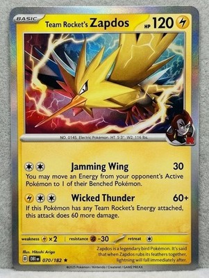 Team Rocket's Zapdos Sv10 Destined Rivals Rare Holo 120 HP 070/182