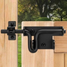 Slide Bolt Gate Latch with Padlock Hole – Black, Outdoor Fence & Shed Door