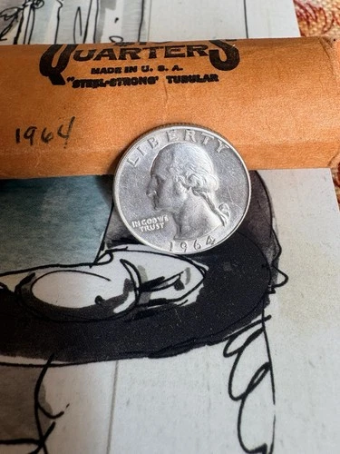 1964-D Washington 90% Silver Quarter  From Bank Roll - BU