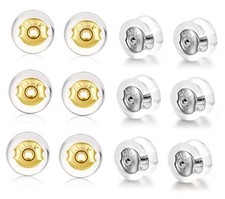12pcs Silicone Earring Backs Replacement 18K Gold Silicone 12pcs multicolor