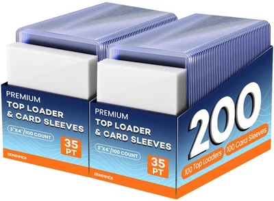 ZENOWICK 200 Card Sleeves Top Loaders for Cards, 3" x 4" Hard Plastic Toploaders