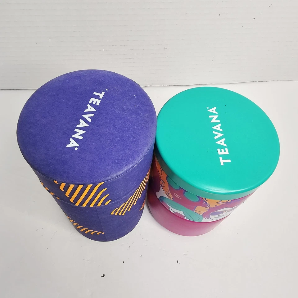 Teavana Stackable Tea Travel Tins Set Of 2 Containers Canisters Pink, Green, Ora - Image 4 of 4
