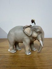 Antique 1944 Bisque Figure Elephant with Rider Figurine Pottery Ceramic