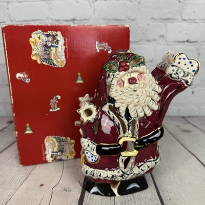 Vintage Blue Sky Clayworks Santa Tea Light Holder Star Heather Goldminc Signed