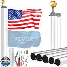 VEVOR 20FT Sectional Flag Pole Kit, Heavy Duty Aluminum Alloy in Ground Flag 