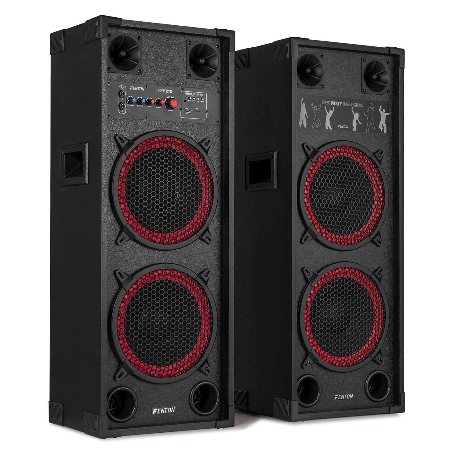 Fenton SPK-210 PA Active Speaker Set 2x10"" with Bluetooth