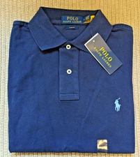 NWT Ralph Lauren Polo Short Sleeve Collared Shirt, Navy Blue, Slim Fit, S, M, L