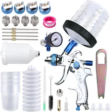 HVLP Spray Gun with 10Pcs 600ML Disposable Paint Cups, Automotive Gravity Feed S