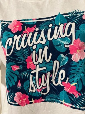 NWT MSC CRUISE CRUISING T-SHIRT Girls XL WHITE COTTON TOP BEACH SHIP BOAT PARTY