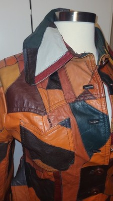 Vintage 70's Leather Patchwork Trench Coat | eBay