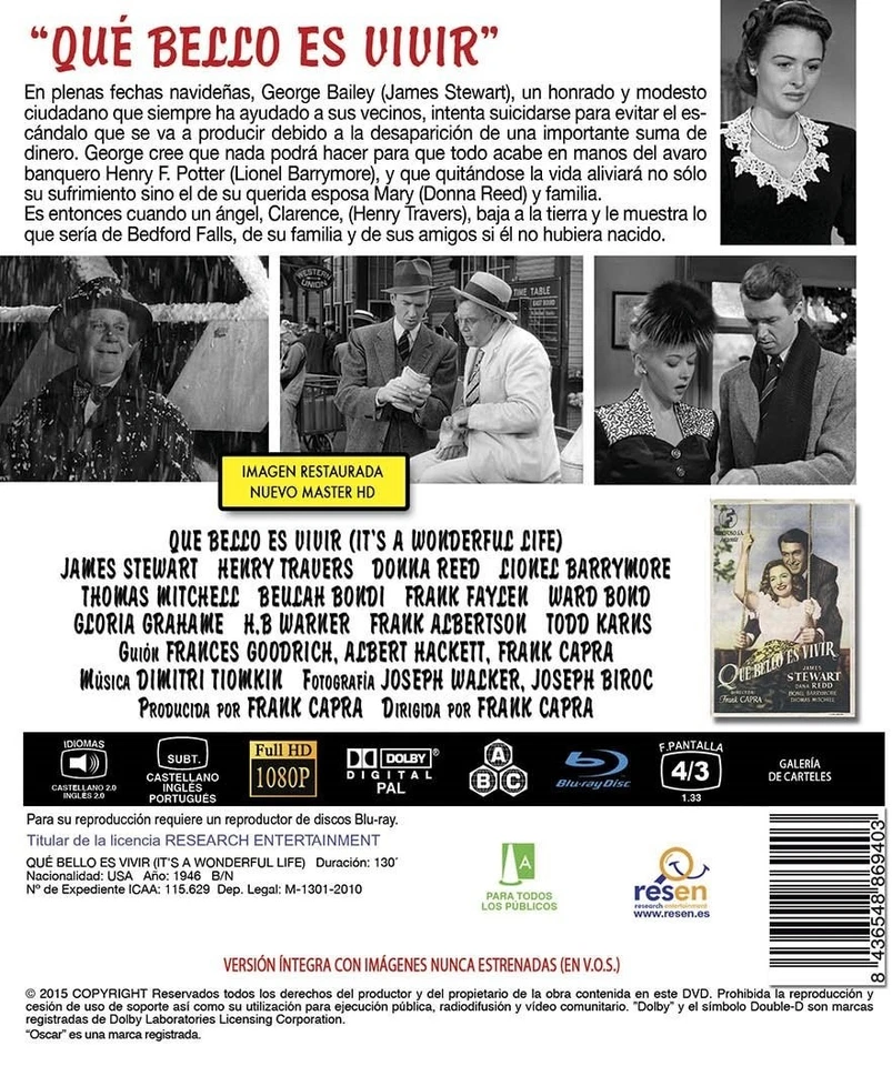 ¡Qué bello es vivir! [Blu-Ray] (1946) It's a Wonderful Life  - Imagen 2 de 3