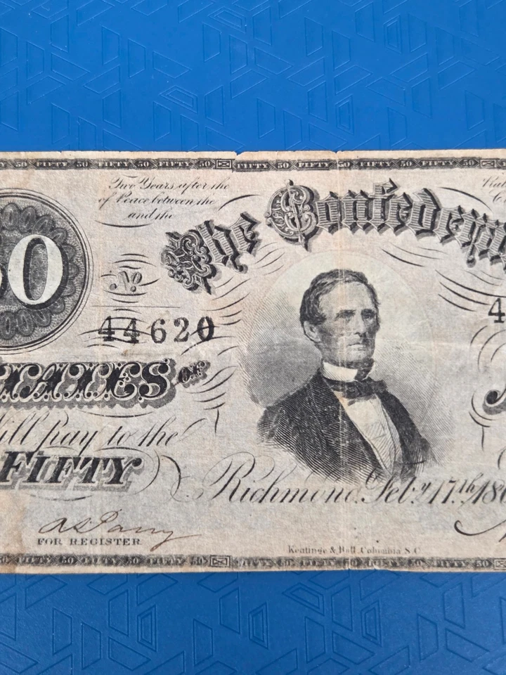 1864 $50 Fifty Dollars Note The Confederate States of America Richmond - Image 3 of 4