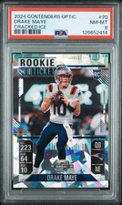 2024 Panini Contenders Optic- Cracked Ice /22- Drake Maye (RC) PSA 8 Patriots