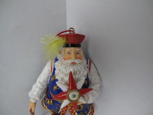 Folk Art Men with Star Christmas Ornament Wood ? 5" H - Picture 2 of 5