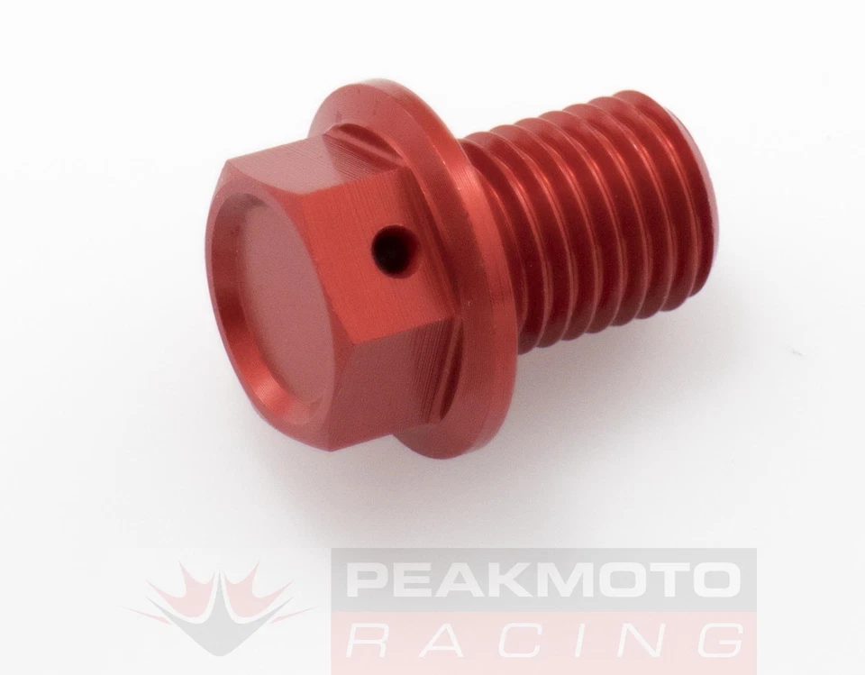 Enchufe de drenaje magnético rojo ZETA ZE58-1523 M12x15 mm paso 1,5 Kawasaki KLX110 KLX125 Foto 2 de 4