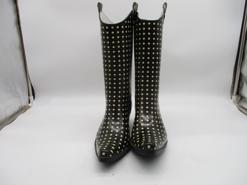Bit & Bridle Black Polka Dot Western Rain Mud Boots Women's Size 8 - Picture 2 of 10