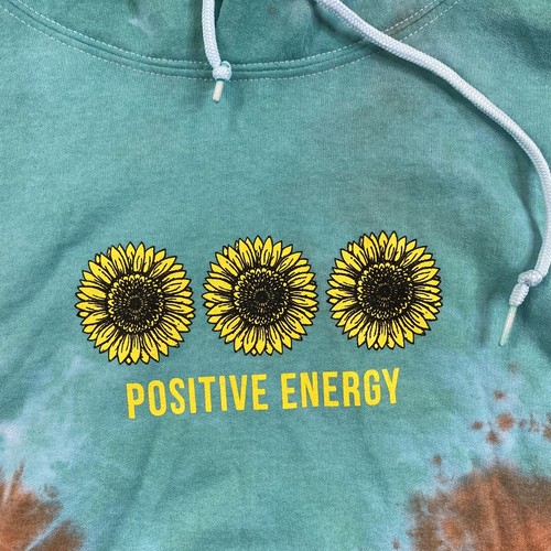 Positive Energy Hoodie Mens Large Sunflower Tie Dye Street Artist Union Clothing - Picture 2 of 17